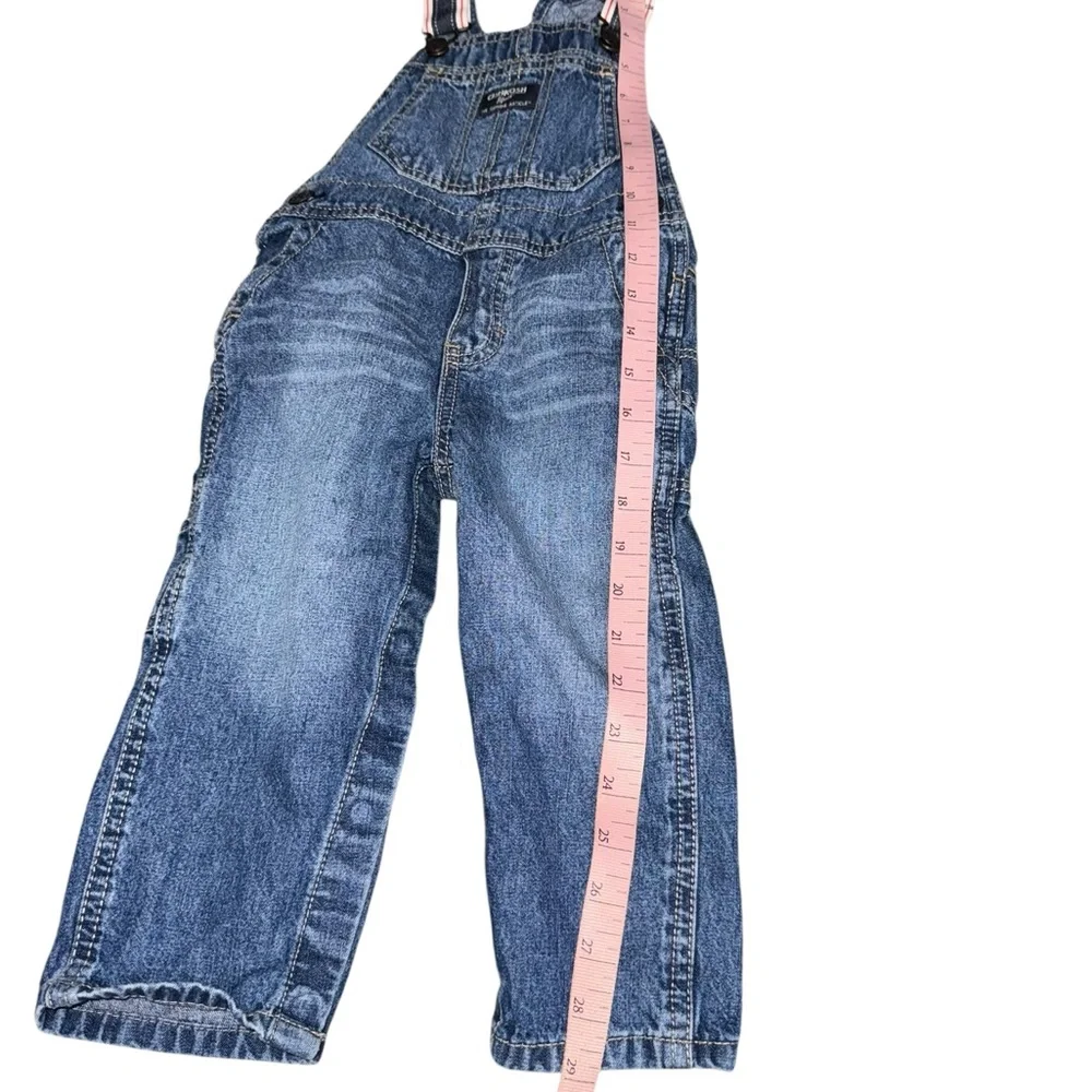 OshKosh B’Gosh Toddler Denim Overalls with Plaid Straps Size 18-24M